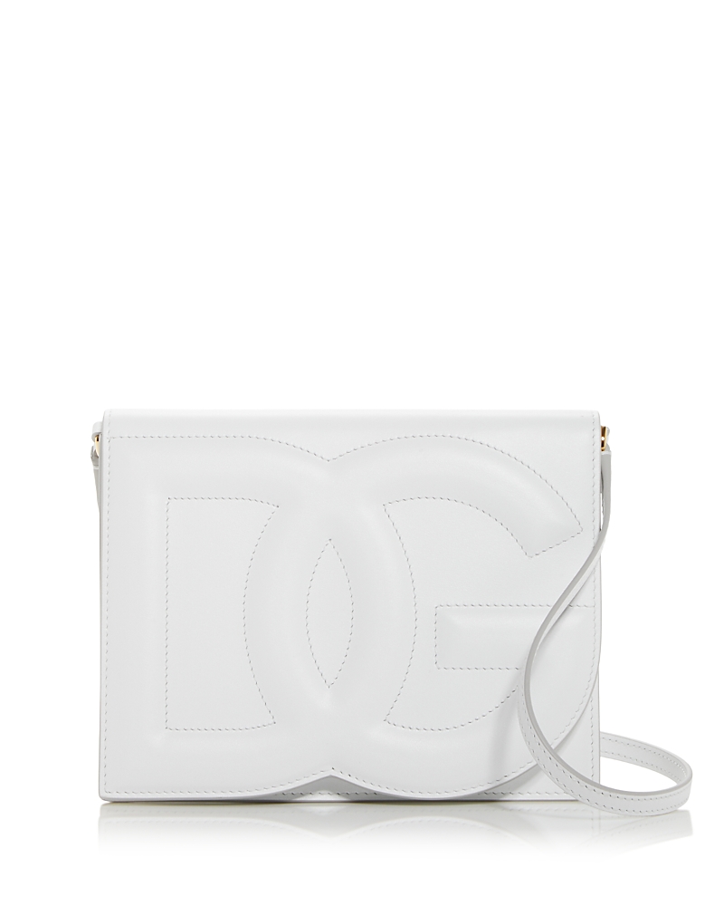 Dolce & Gabbana Quilted Calfskin Leather Crossbody Bag With Adjustable Strap In White