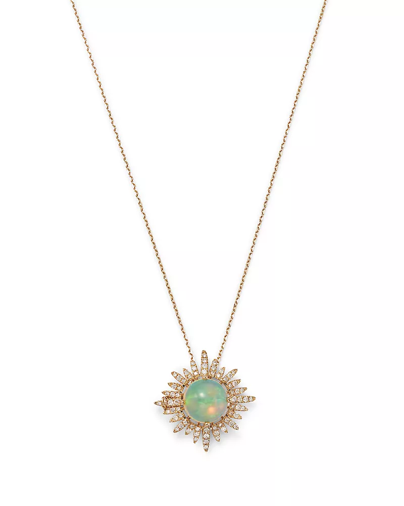 Bloomingdale's Fine Collection Opal & Diamond Sun Pendant Necklace in 14K Yellow Gold, 18