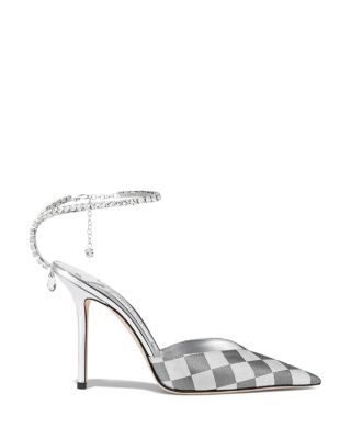 LOUIS VUITTON pointed toe silver pumps Size 36/6 W/B women heels lady  fashion
