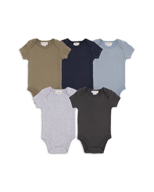 Bloomie's Baby Boys' Solid Cotton Bodysuit, 5 Pack - Baby In Blue
