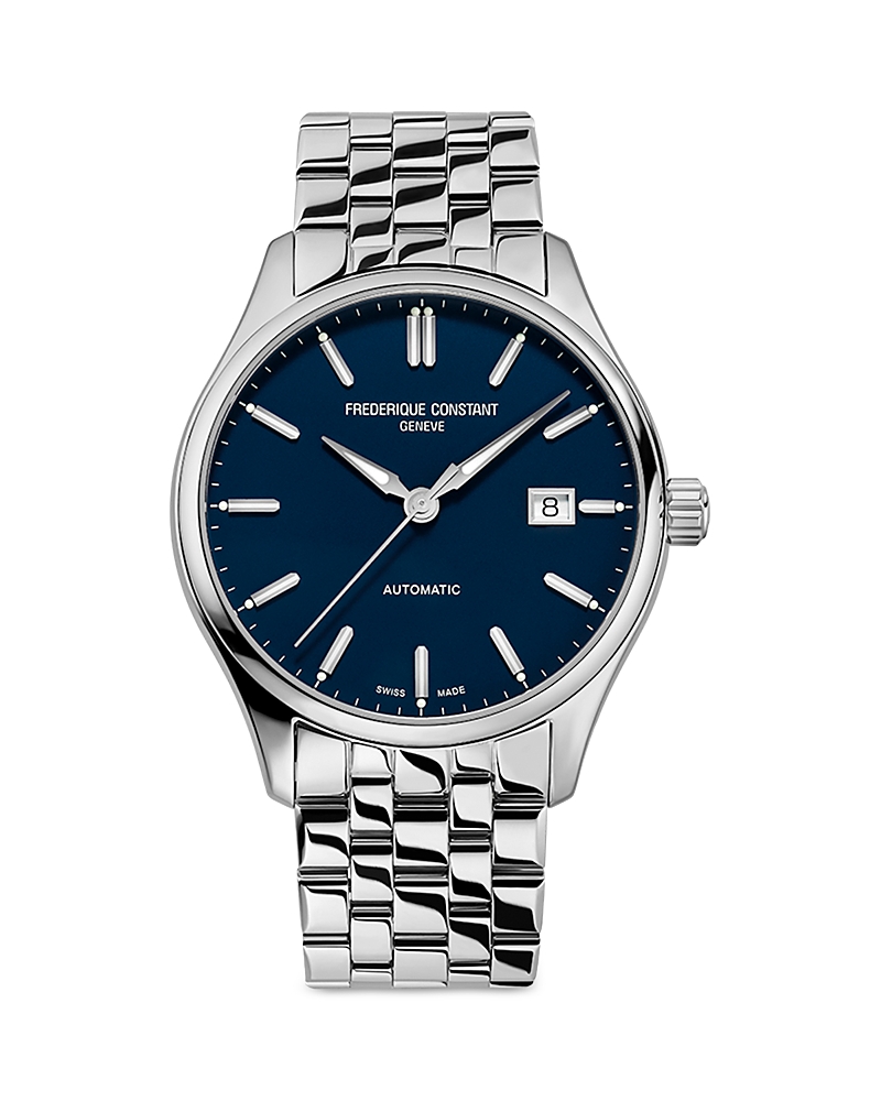 Frederique Constant Men's Swiss Automatic Stainless Steel Bracelet Watch 40mm In Blue/silver