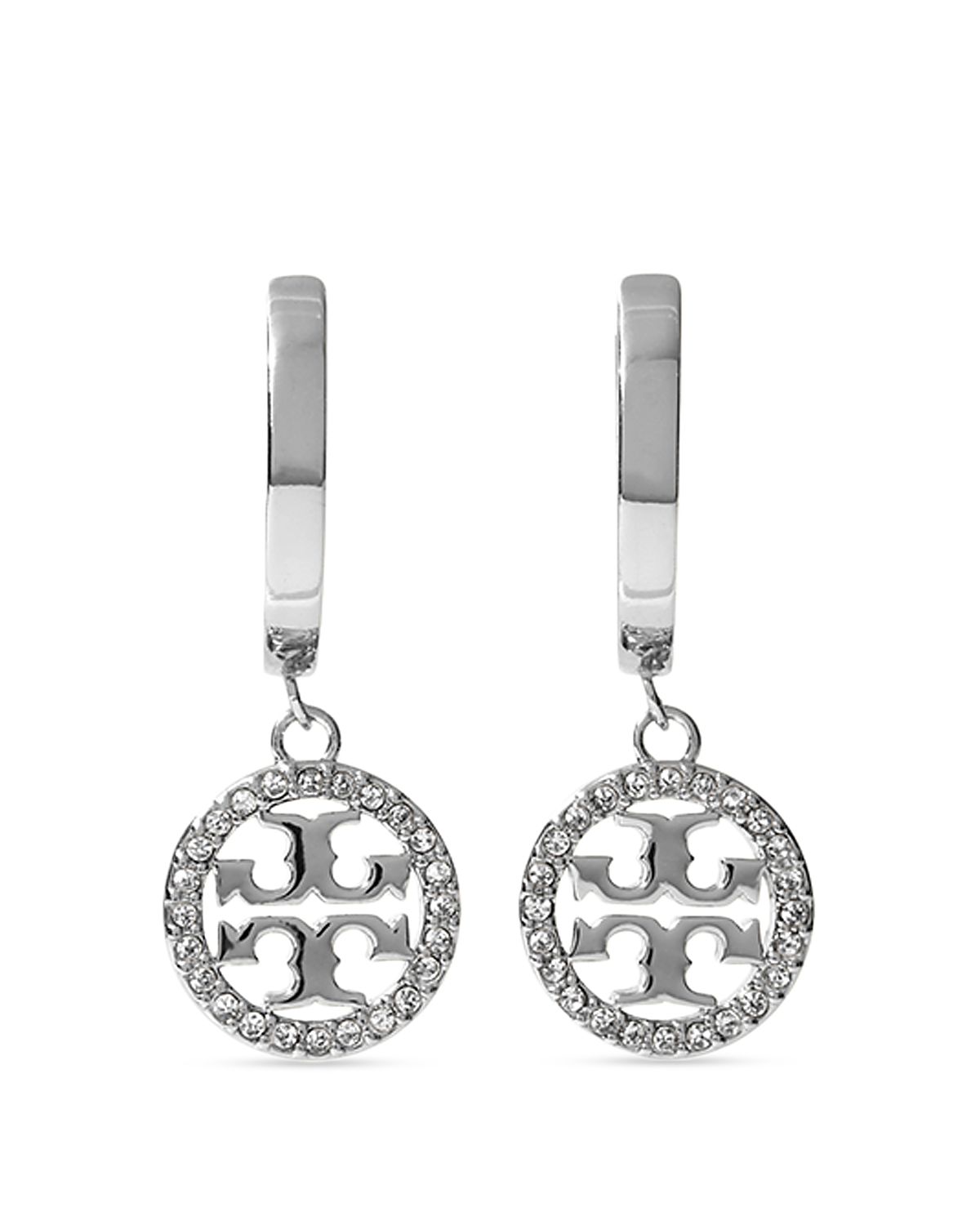 Tory Burch Miller Pave Crystal Hoop Earrings