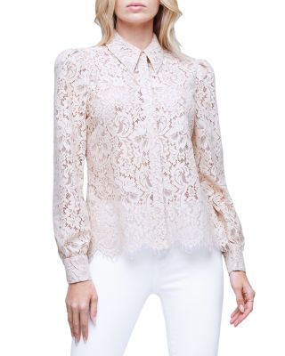 L Agence Jenica Lace Blouse In Biscuit | ModeSens