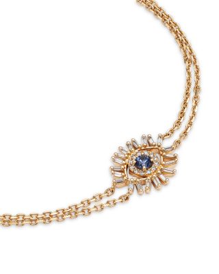 18K Yellow Gold Evil Eye Blue Sapphire & Diamond Double Chain Bracelet