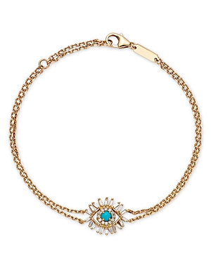 Suzanne Kalan 18k Yellow Gold & Diamond Evil Eye Bracelet In Blue/gold