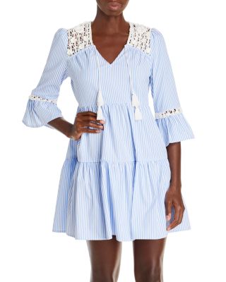 crochet trim fit and flare dress