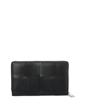 Shop Bottega Veneta Intreccio Leather Wallet In Black Silver