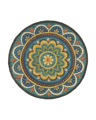 Lr Home Radiance Floral Escape Mandala Round Area Rug, 6' x 6'