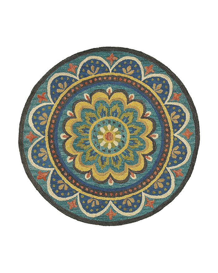 LR Home Radiance Floral Escape Mandala Round Area Rug, 4' x 4 ...