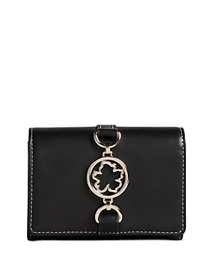 Ted Baker Kensen Small Magnolia Detail Leather Purse In Black
