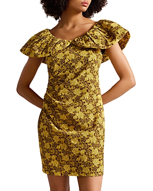 TED BAKER ONDINA PRINTED CAPELET MINI DRESS