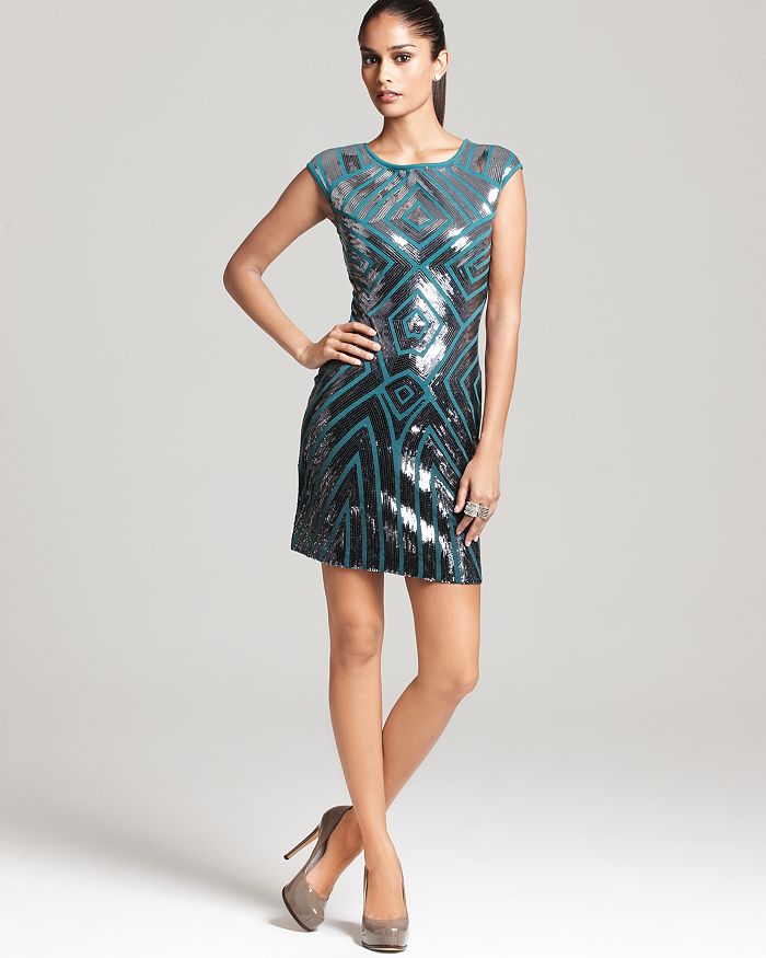 BCBGMAXAZRIA Geometric Sequin Dress | Bloomingdale's