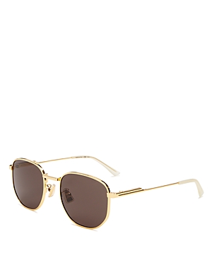 Shop Bottega Veneta Round Sunglasses, 53mm In Gold/brown