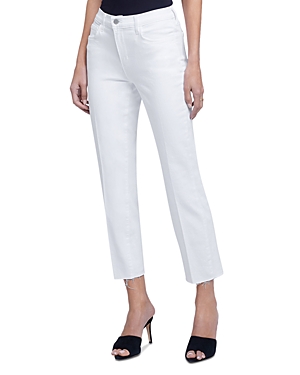 L'Agence Sada High Rise Cropped Straight Jeans in Blanc
