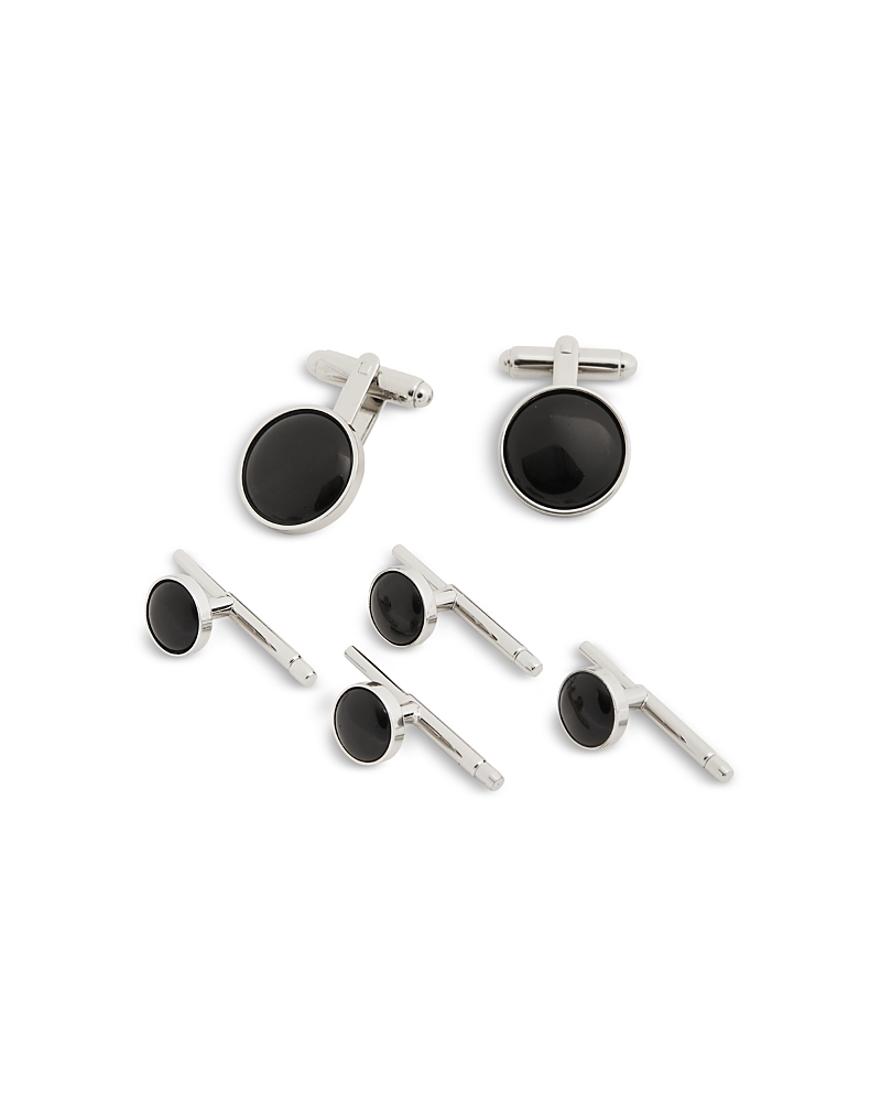David Donahue Onyx Stud And Cufflink Set In Silver