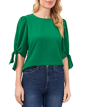 Cece Tie Sleeve High-low Blouse In Lush Green