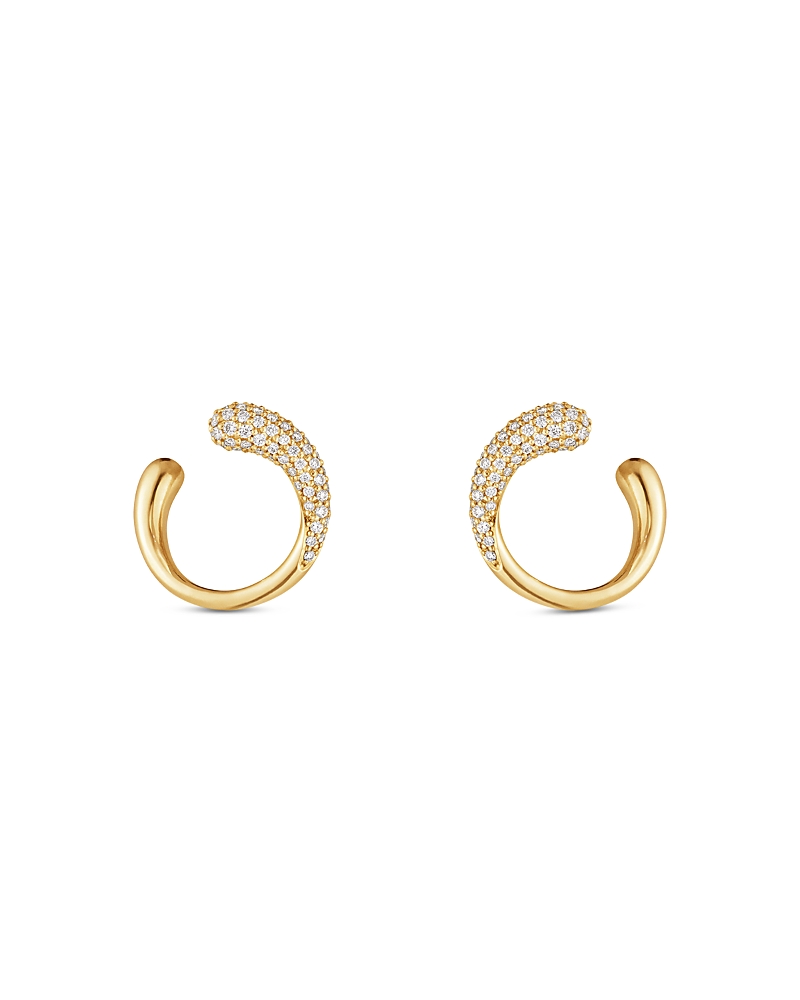 Georg Jensen 18k Yellow Gold Pave Diamond Mercy Stud Earrings In Gold