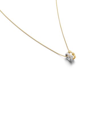 18K White & Yellow Gold Fusion Diamond Puzzle Inspired Pendant Necklace, 17.72"