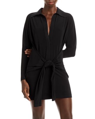 Norma Kamali Tie Waist Mini Shirt Dress | Bloomingdale's
