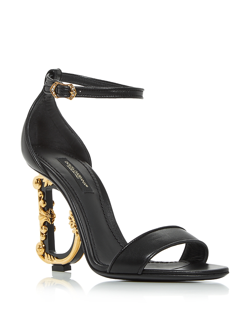Shop Dolce & Gabbana Women's D & G Sculpted High Heel Sandals In Black Leather