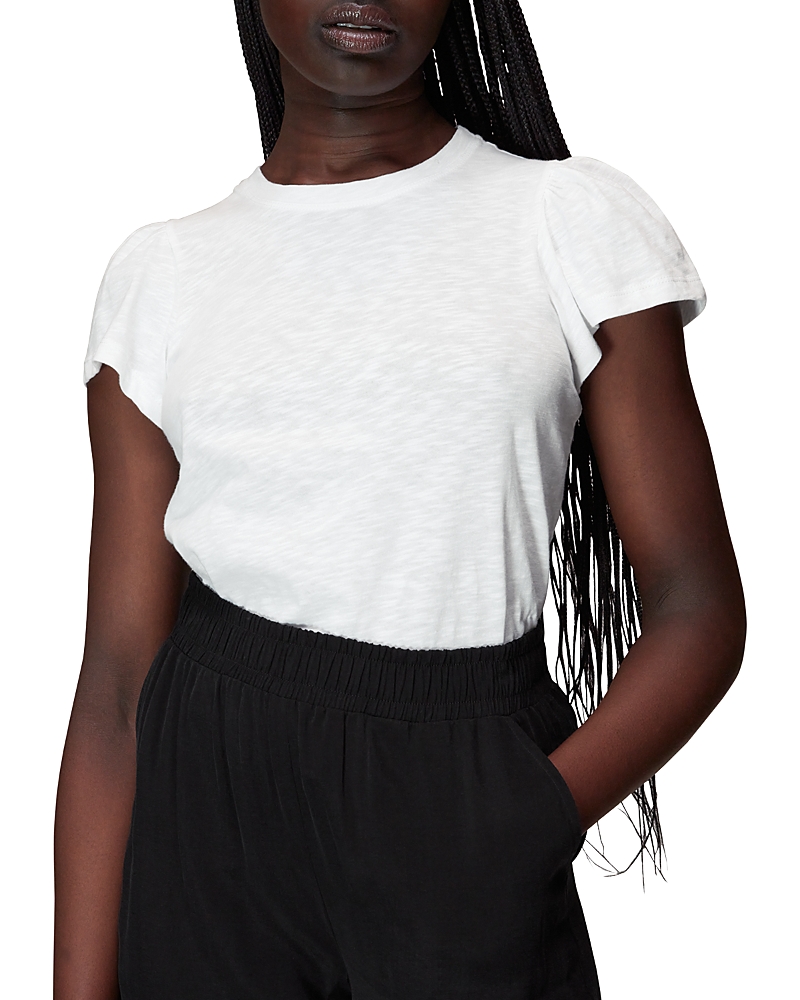 Shop Whistles Flutter Sleeve Cotton Tee In White