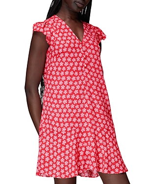 Whistles Daisy Check Print Flippy Dress In Red/multi