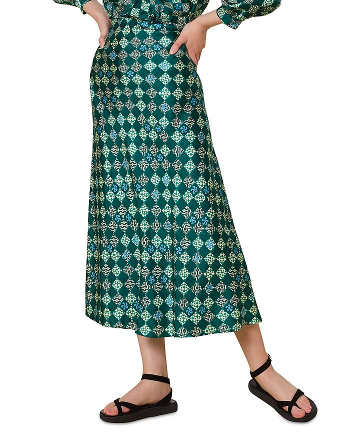 Whistles Silk Checkerboard Bias Skirt | Bloomingdale's