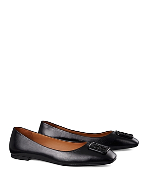 Tory Burch Georgia Leather Ballet Flats In Perfect Black
