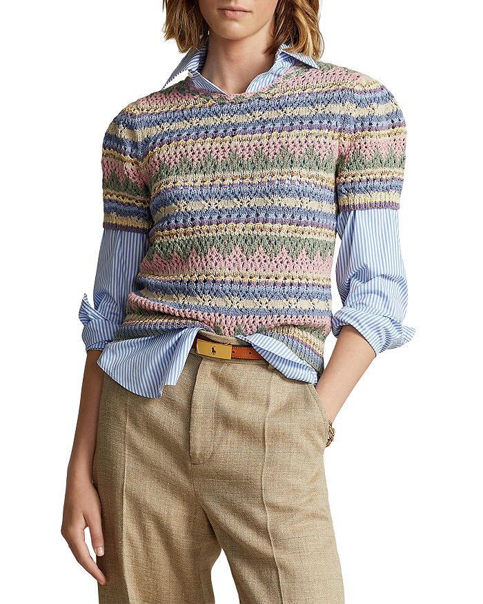 Ralph Lauren Pointelle Short Sleeve Sweater