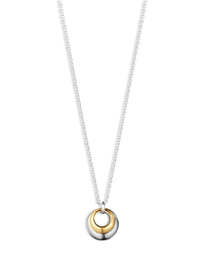 Shop Georg Jensen 18k Yellow Gold & Sterling Silver Curve Circle Pendant Necklace, 17.72 In Gold/silver