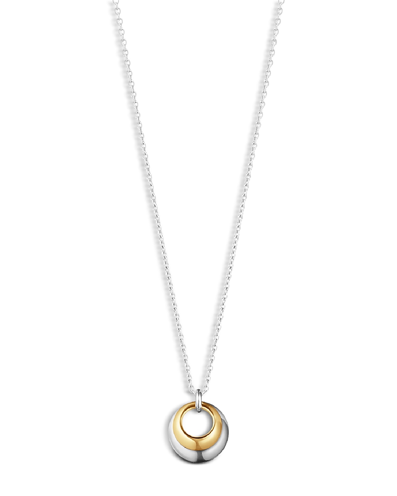 Georg Jensen 18k Yellow Gold & Sterling Silver Curve Circle Pendant Necklace, 17.72 In Gold/silver