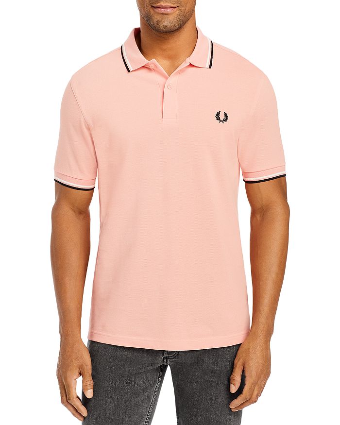 Fred Perry Twin Tipped Slim Fit Polo In Pink Peach