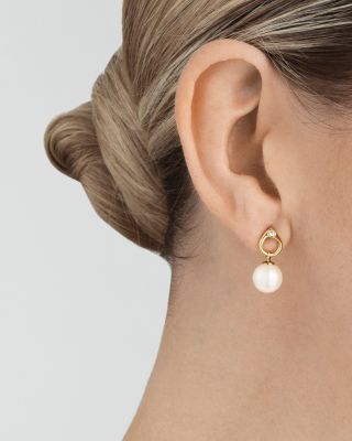 18K Yellow Gold Magic Cultured Freshwater Pearl & Diamond Drop Earrings