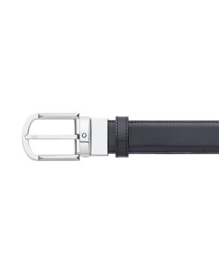 Men's Shiny Palladium-Coated Reversible Leather Belt