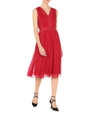 Alberta Ferretti Lace Trimmed Silk Dress | Bloomingdale's