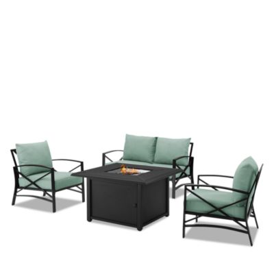 Crosley - Kaplan 4 Piece Outdoor Metal Conversation Set with Fire Table