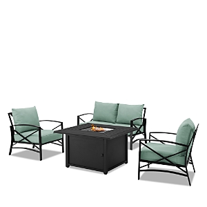 Sparrow & Wren Kaplan 4 Piece Outdoor Metal Conversation Set With Fire Table In Blue