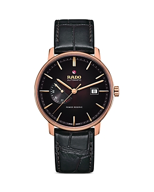 Rado Men's Swiss Automatic Coupole Classic Brown Leather Strap Watch 41mm In Black