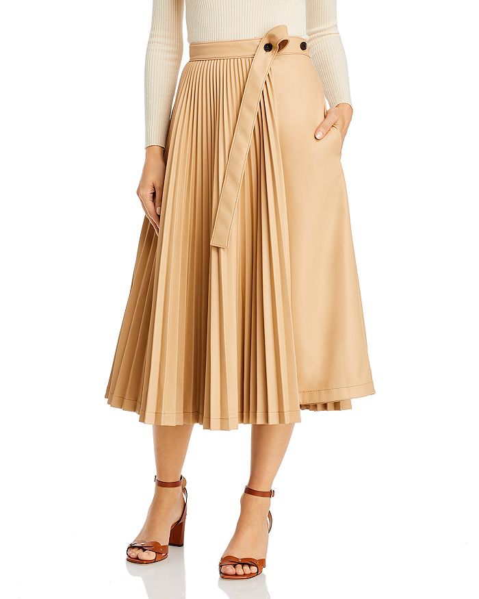 Pleated Faux Leather Skirt Bloomingdales Women Clothing Skirts Leather Skirts 