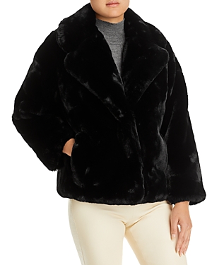 Apparis Milly Faux Fur Short Coat In Noir