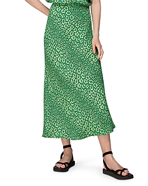 Shop Whistles Leopard Petal Bias Cut Skirt In Green/multi