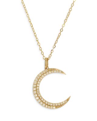 Moon Meadow 14K Yellow Gold Diamond Crescent Moon Pendant