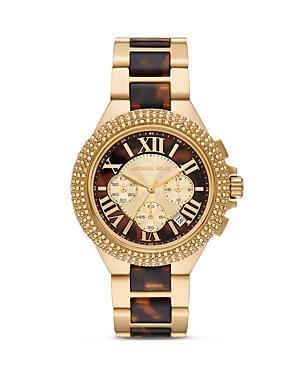 Shop Michael Kors Camille Chronograph, 43mm In Tortoise/gold
