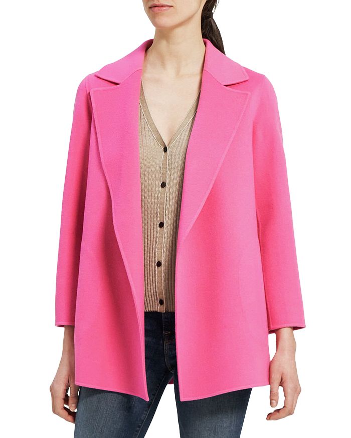 Theory Clairene New Divide Wool-cashmere Jacket In Pnk Orchid