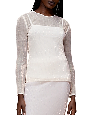 Whistles Sarai Sequined Top In Pale Pink