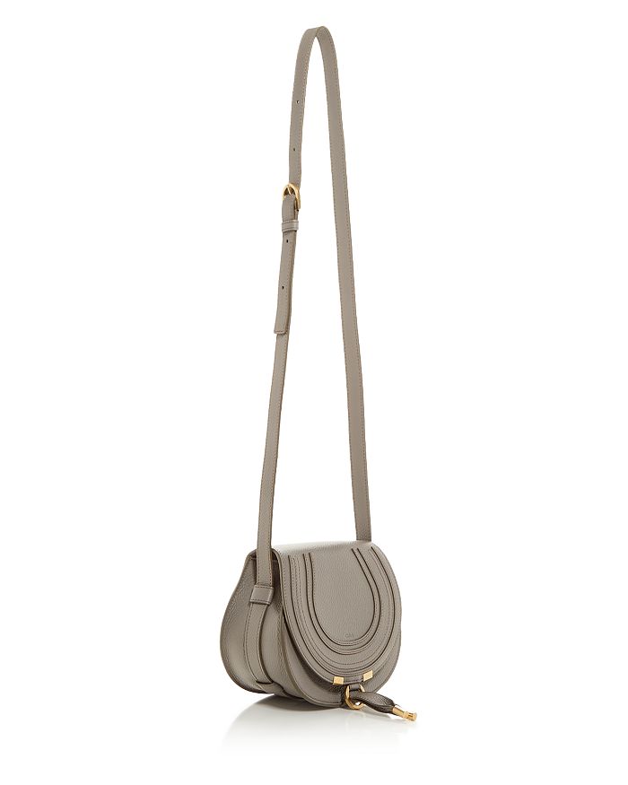 Shop Chloé Marcie Small Leather Saddle Bag In Cashmere Gray