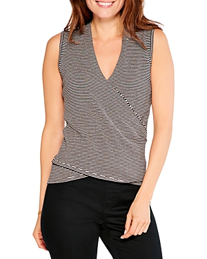 Nic + Zoe Striped Vital Wrap Tank In Black Multi In Black Multi