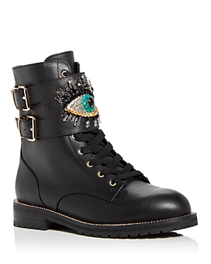 Kurt Geiger Hackney Buckle-embellished Leather Ankle Boots In Black