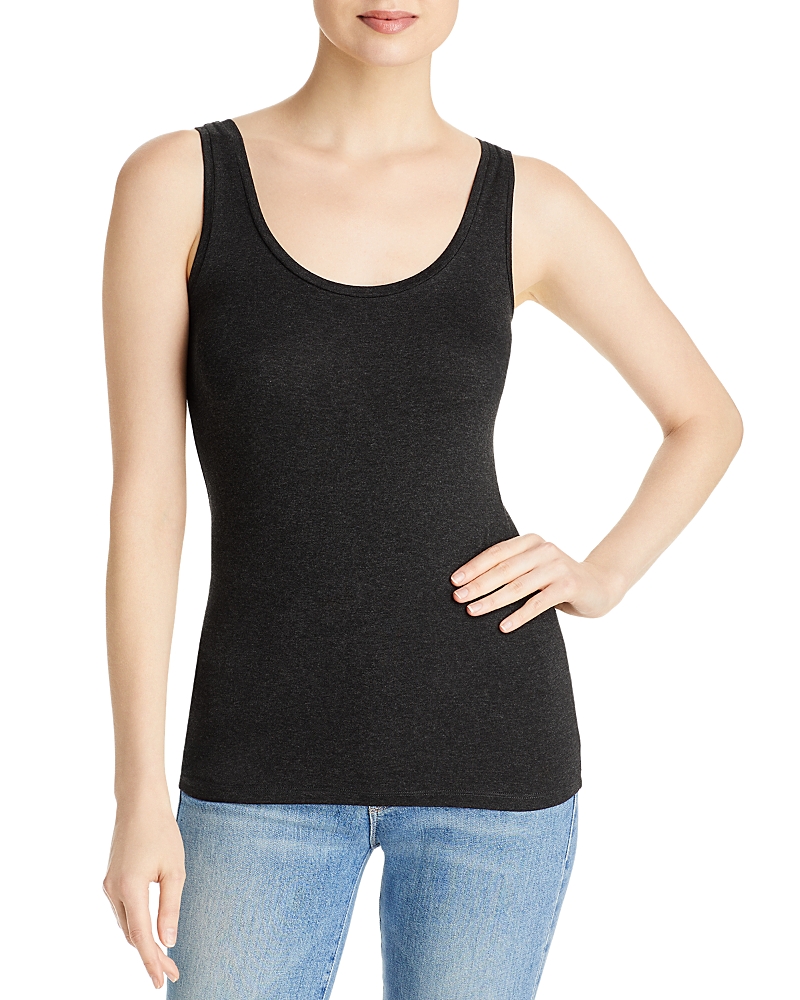 Majestic Scoop Neck Tank In Anthracite Chine