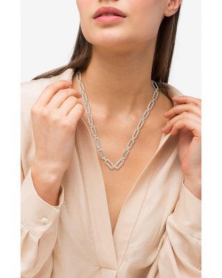 18K Yellow & Sterling Silver Signature Caviar Oval Link & Bead Statement Necklace, 18"